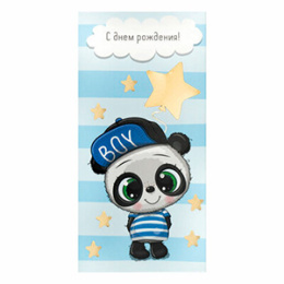 Конверт для денег "С Днем Рождения!" Панда, голубой, арт.113763