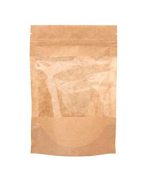 Пакет "Дой-пак" бумажный с замком 150*240+(45+45) крафт с большим окном (1*100/7уп)