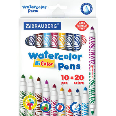 Фломастеры 10 шт/20 цветов, двухцветные