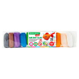 Пластилин супер легкий воздушный застывающий 12цв. 120г, 3 стека, BRAUBERG KIDS