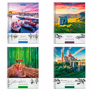 Тетрадь А4 клетка твердая обложка на спирали 80л.