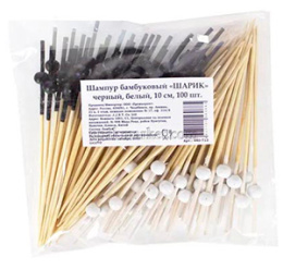Пика "Шарик белый/черный" 10см, бамбук (1*100/40уп)