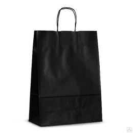 Пакет бумажный с кручеными ручками 240*140*280 ЧЕРНЫЙ (1*25/10уп) 