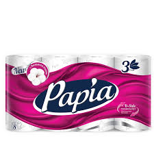 Туалетная бумага "Papia" 3х-сл (1*8шт/7уп)